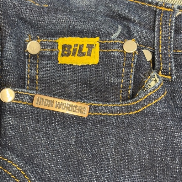 Bilt Iron Workers Steel Motorcycle Work Jeans Blue Women's 8x30 Knee PADS Armor - Picture 4 of 8